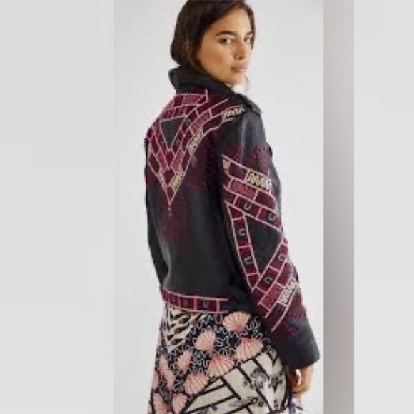 Free People Zandra Rhodes Stardust Biker Jacket - Picture 4 of 11